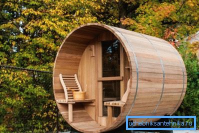 Bath-barrel with a shower - an option for a small area. Bath-barrel with a shower - an option for a small area.