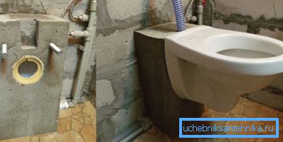Concrete base and toilet mounted on it Concrete base and toilet mounted on it