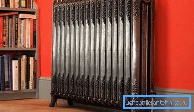 The large surface area of the cast iron radiator increases its efficiency. The large surface area of the cast iron radiator increases its efficiency.