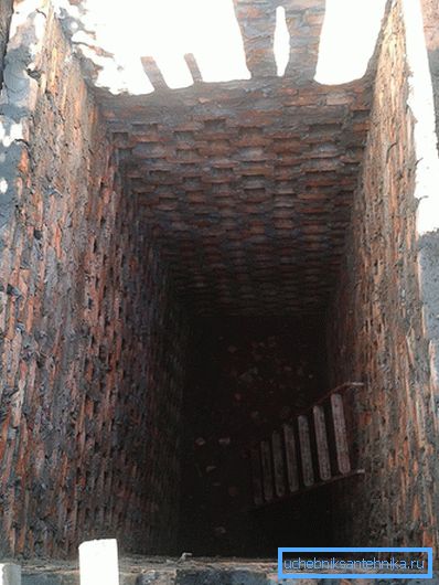 Part of the cesspool is made of masonry cells Part of the cesspool is made of masonry cells
