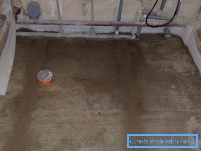 Draft screed in the bathroom