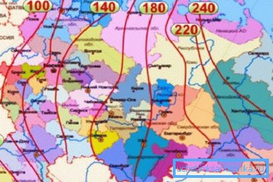 This diagram shows the depth of frost penetration by climatic zones.