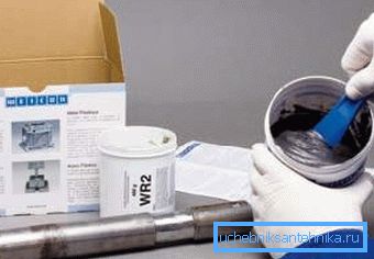 For pipe repair, you can use a special two-component repair composition. For pipe repair, you can use a special two-component repair composition.