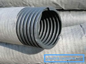 The drainage corrugated punched pipe with geofabric for removal of excess moisture from a site The drainage corrugated punched pipe with geofabric for removal of excess moisture from a site