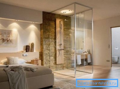 Shower right next to the bed