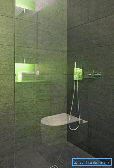 Shower with ceramic floor drain
