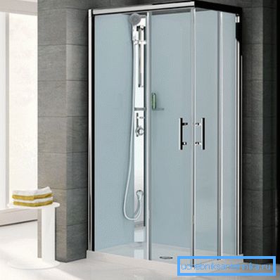 Shower cabin with a low base 100x70 cm of stone