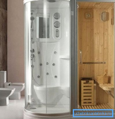Shower cabin with integrated sauna Shower cabin with integrated sauna