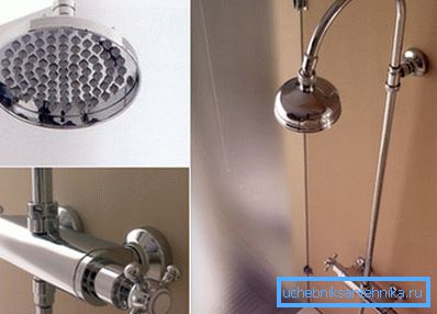 Shower rack with two-valve mixer