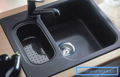 Double sink made of artificial granite Double sink made of artificial granite