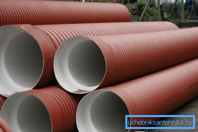 Double-layer corrugated pipes for non-pressure sewer lines. Double-layer corrugated pipes for non-pressure sewer lines.