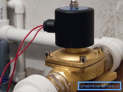 Electric water tap on water supply pipe Electric water tap on water supply pipe
