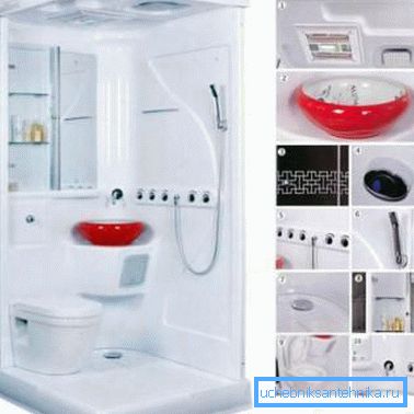 Another “miracle” of minimalism is a shower with toilet and sink. Another “miracle” of minimalism is a shower with toilet and sink.