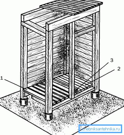 Sketch - drawing of a summer shower with changing room