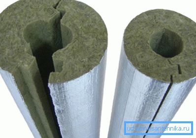 Foil insulation of mineral wool for pipelines. Foil insulation of mineral wool for pipelines.