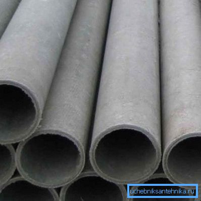 Photos of asbestos cement pipes.