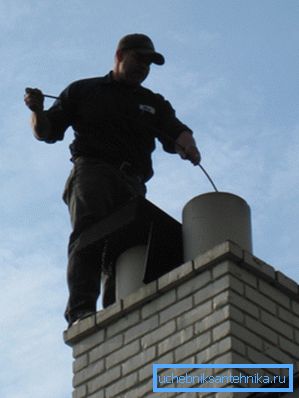 Photo of chimney cleaning. Photo of chimney cleaning.