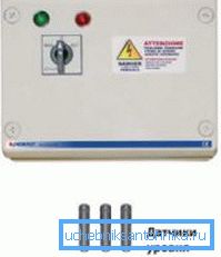 Photo of level sensors and control unit Photo of level sensors and control unit