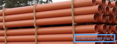 Photos of smooth-wall pipes for external sewage. Photos of smooth-wall pipes for external sewage.