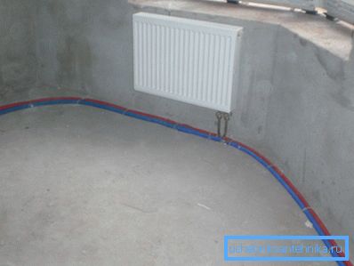 Photo horizontal wiring pipeline heating system Photo horizontal wiring pipeline heating system