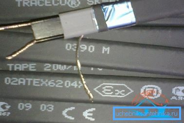 Photo self-regulating cable. Photo self-regulating cable.