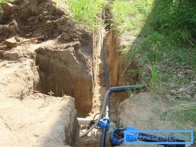 Photos of pipes laid in the deep trench Photos of pipes laid in the deep trench