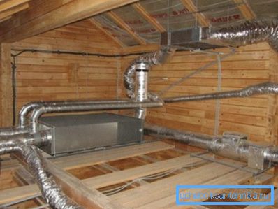 Photo of the ventilation system in the attic.