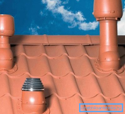 Photo exits the ventilation pipes in a country cottage Photo exits the ventilation pipes in a country cottage