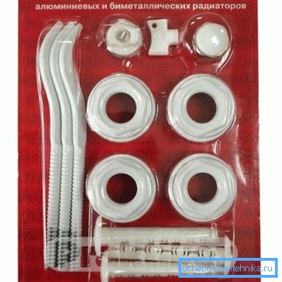 Photo of the factory kit for mounting an aluminum radiator.
