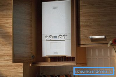 Gas boiler, hidden in the kitchen furniture Gas boiler, hidden in the kitchen furniture