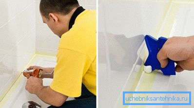 Sealing joints between the wall and the side of the pallet. Sealing joints between the wall and the side of the pallet.