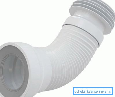 Corrugation for the connection of the toilet bowl with sewage Corrugation for the connection of the toilet bowl with sewage