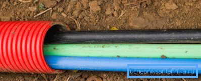 Corrugated cable channel, recessed into the ground Corrugated cable channel, recessed into the ground