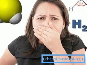 A characteristic sign of the presence of hydrogen sulfide is the smell of rotten eggs. A characteristic sign of the presence of hydrogen sulfide is the smell of rotten eggs.