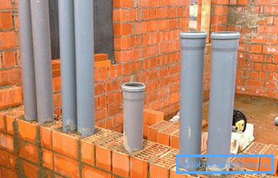 Sewer and ventilation risers from sewer pipes in masonry Sewer and ventilation risers from sewer pipes in masonry