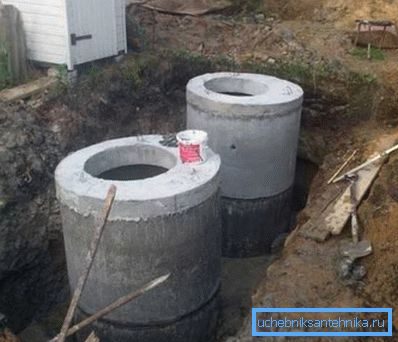 Sewer concrete wells at the completion stage