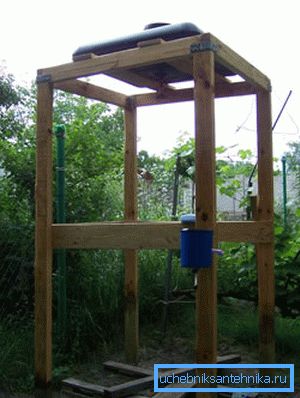 Frame on wooden supports