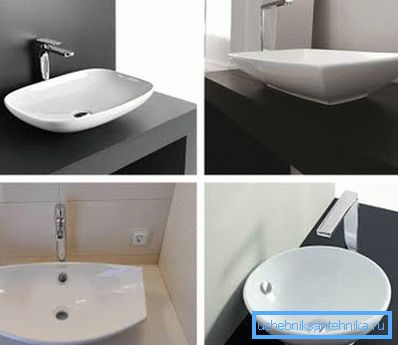 Ceramic sink laid on the countertop in the bathroom