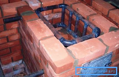 Brick heating stove with a heat exchanger Brick heating stove with a heat exchanger
