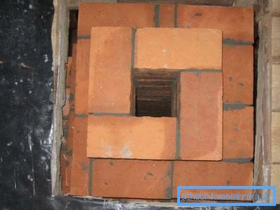 The laying of the flue channel of solid brick. The laying of the flue channel of solid brick.