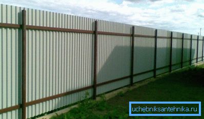 Classic garden fencing of metal profiled sheet. Classic garden fencing of metal profiled sheet.