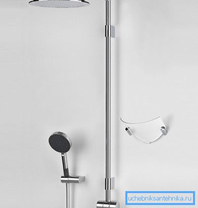 Combined shower system with fixed and hand nozzle with flexible hose. Combined shower system with fixed and hand nozzle with flexible hose.