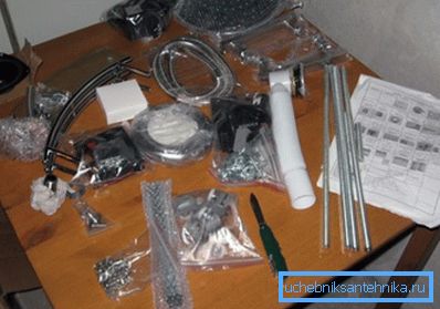 Kit for the installation of the factory shower