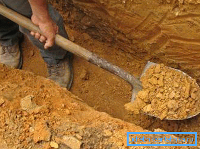 Digging a trench.