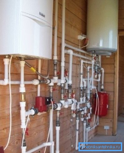 Boiler room in a wooden house. Boiler room in a wooden house.