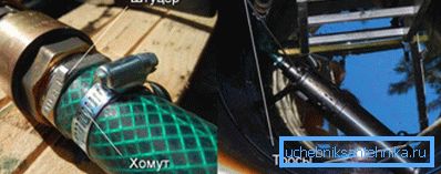 Fastening of the hose and metal cable. Fastening of the hose and metal cable.