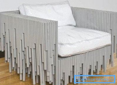 The chair, made of polypropylene materials, has an original appearance, but at the same time has a high cost, since its manufacture requires a large number of pipes and special glue