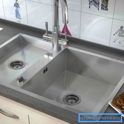 Kitchen sink with two bowls. Kitchen sink with two bowls.