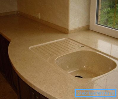 Cast countertop with artificial stone sink for kitchen Cast countertop with artificial stone sink for kitchen