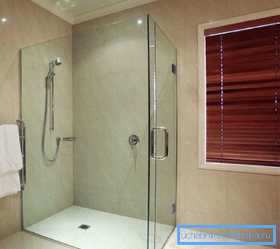 Amateur photo of a glass shower with integrated floor tray Amateur photo of a glass shower with integrated floor tray